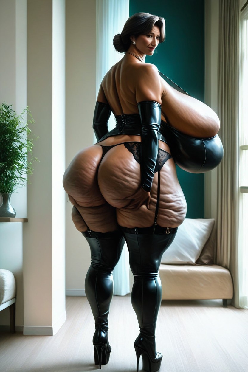 Colossal Natural Sagging Breasts, Muscular Thighs, Round Butt Porno MILF IA