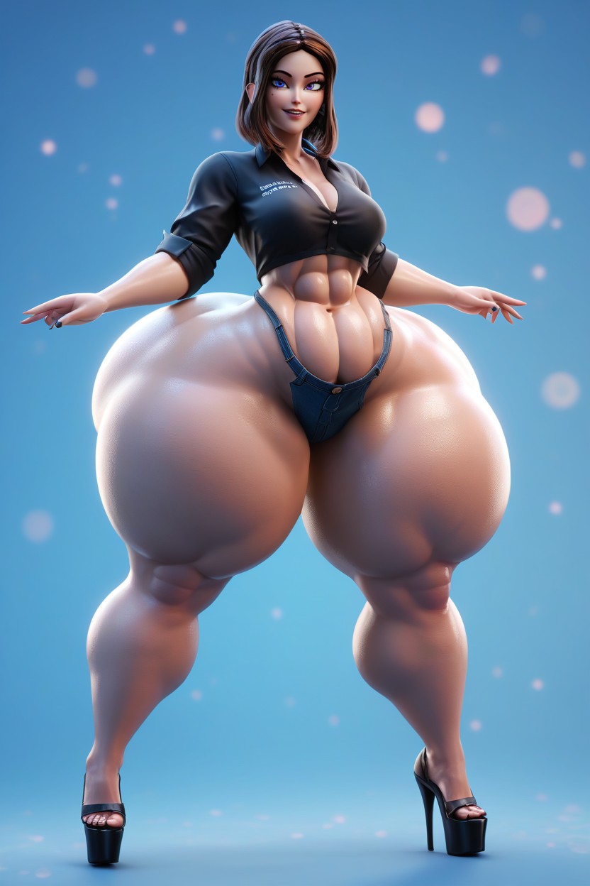 Gigantic Ass, Brown Hair, Thick Thighs MILF AI Porn