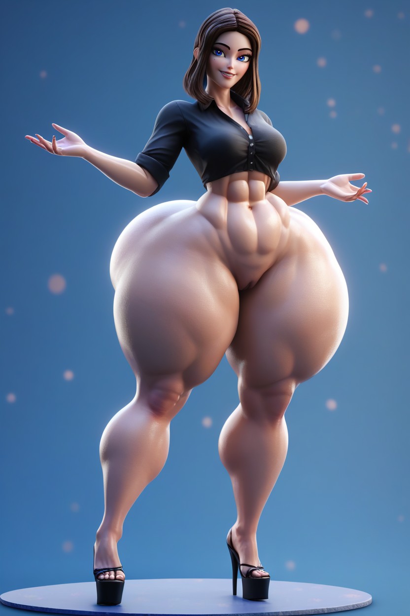 Brown Hair, Fit, Gigantic Ass MILF AI Porn