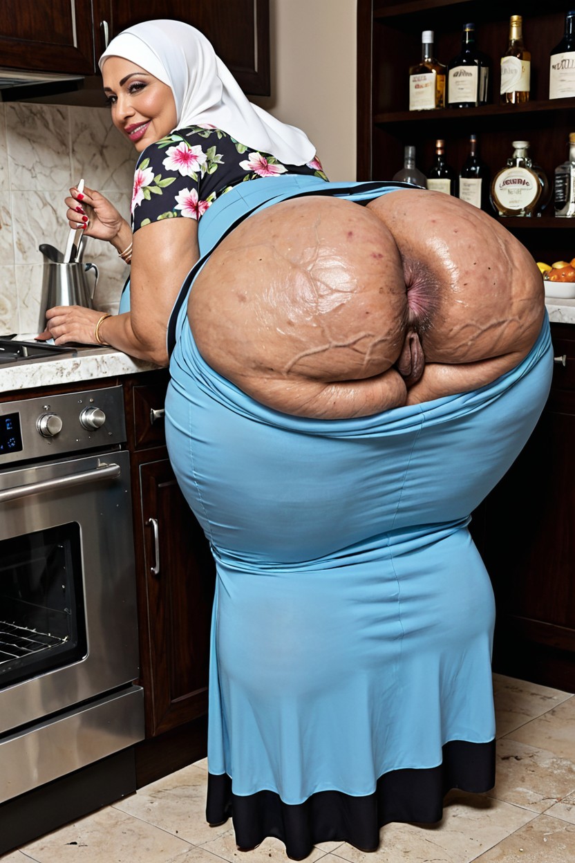 Wrinkles, Large Nose, Super Detailed Butthole MILF AI Porn