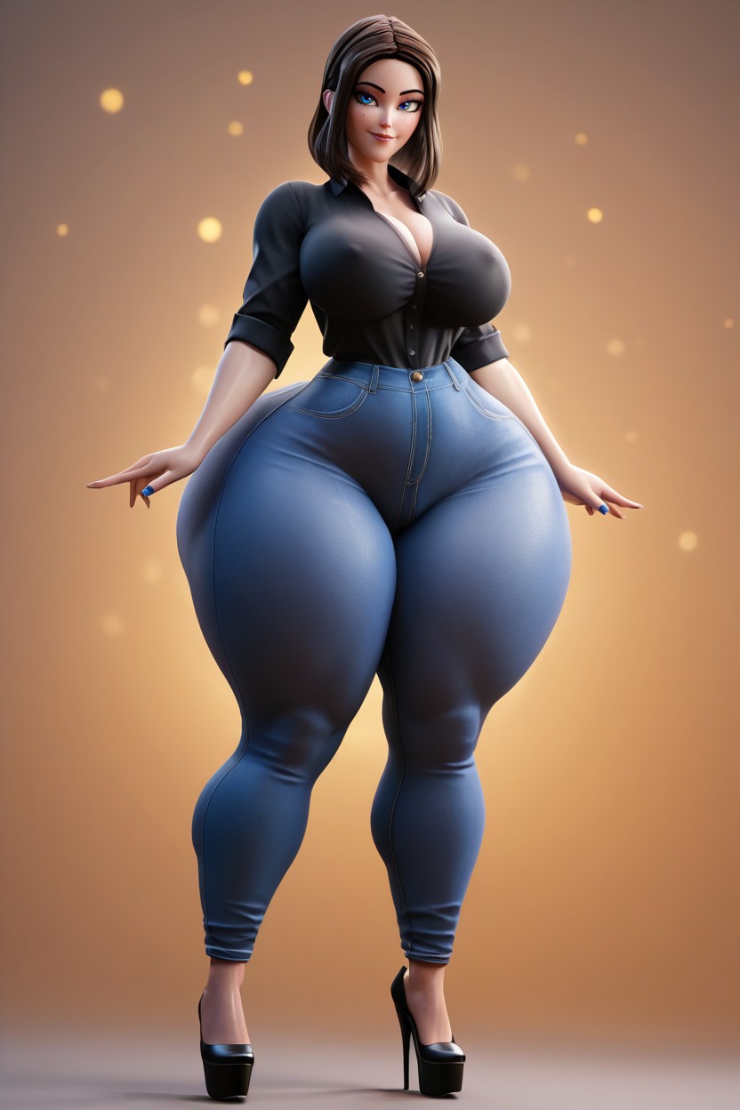 Thick Thighs, Voluptuous, Very Tall Woman MILF AI Porn