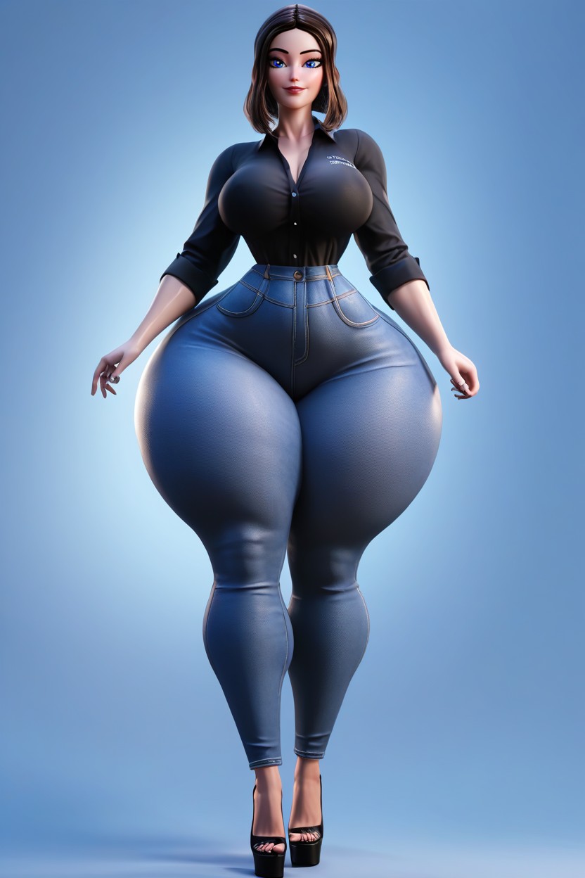 Full Body, Very Tall Woman, Form Fitting Clothes MILF AI Porn