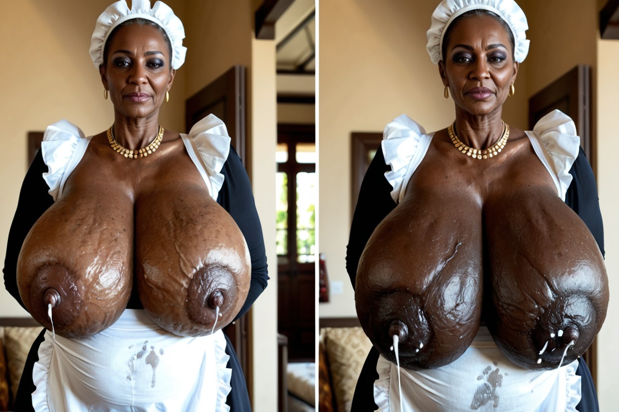Breasts Much Bigger Than Body, Multiple Views, Big Nipples MILF AI Porn