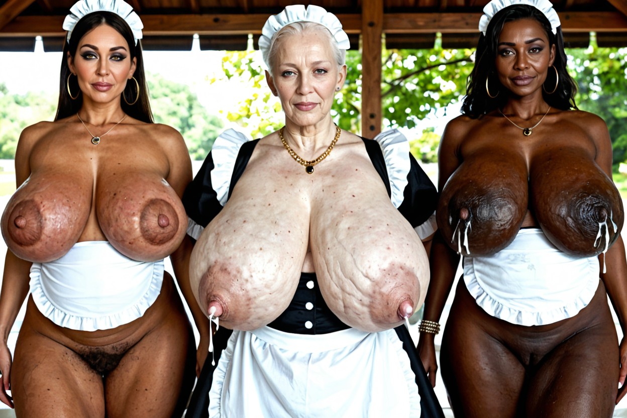 White Skinned Japanese Cellulite Mature, Breasts Much Bigger Than Body, Low Lighting MILF AI Porn