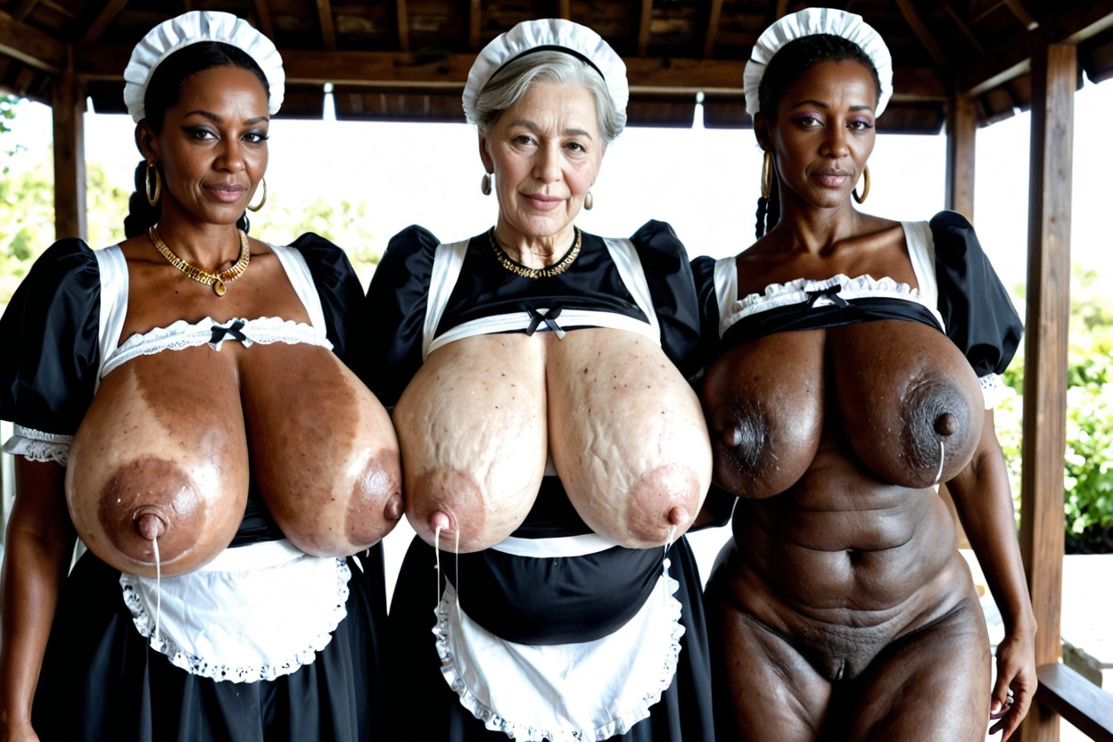 Elder Woman, Perfect Details, Only Black Skinned African Ebony Cellulite Mature MILF AI Porn