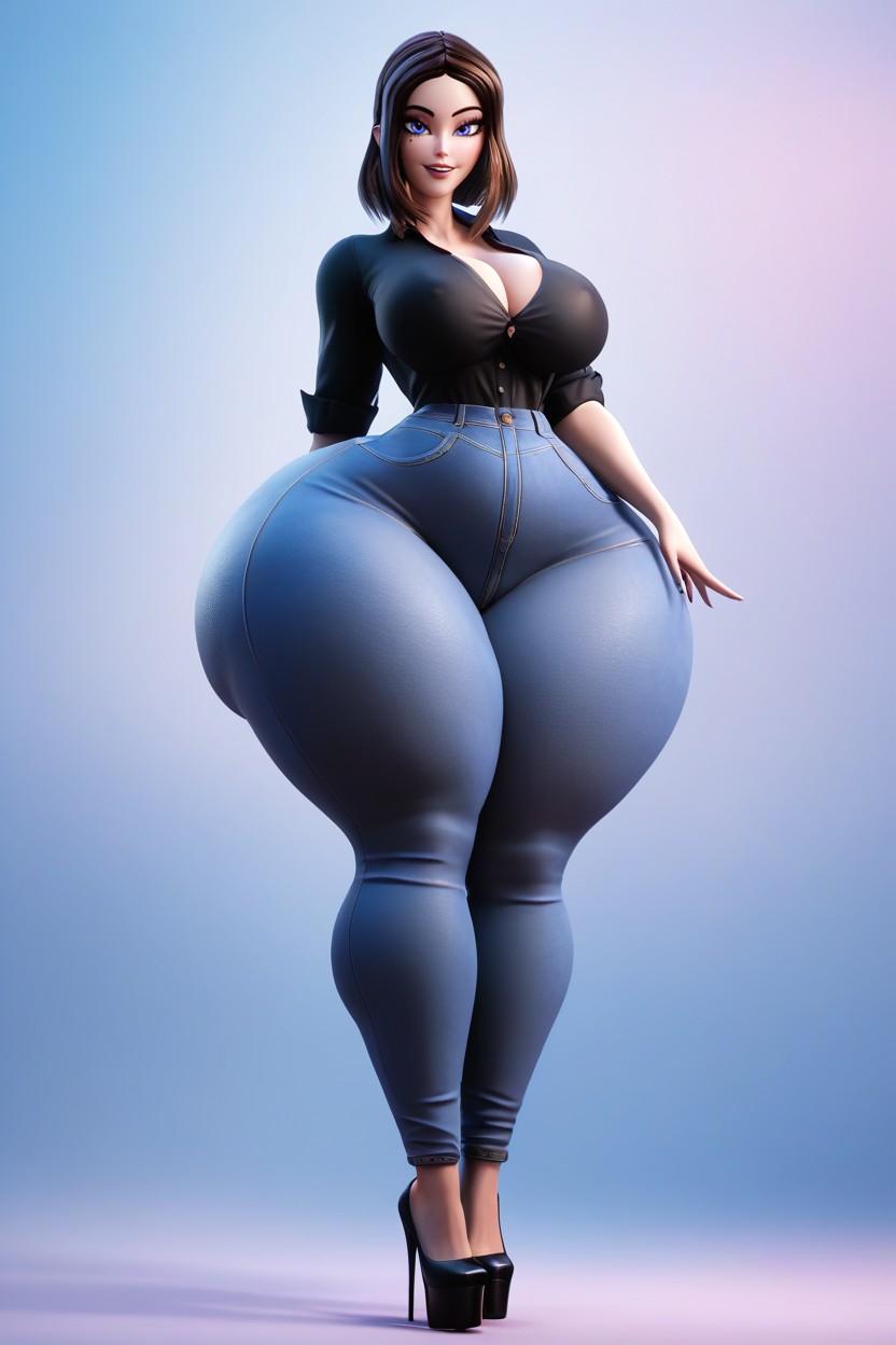 Full Body, Extremely Large Breasts, Very Tall Woman MILF AI Porn