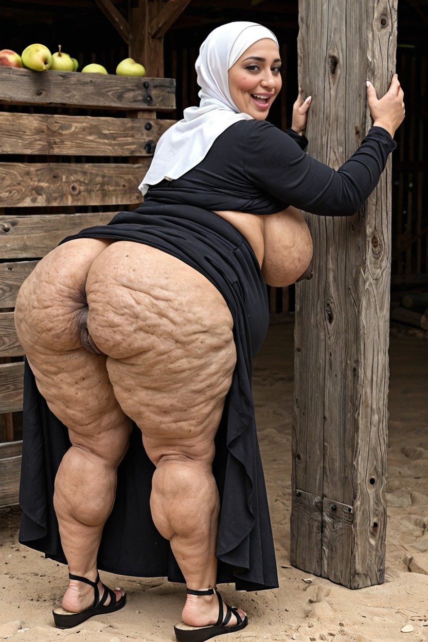 Natural Dark Black Hair, Strong Face Features, Veiny Shelf Ass MILF AI Porn
