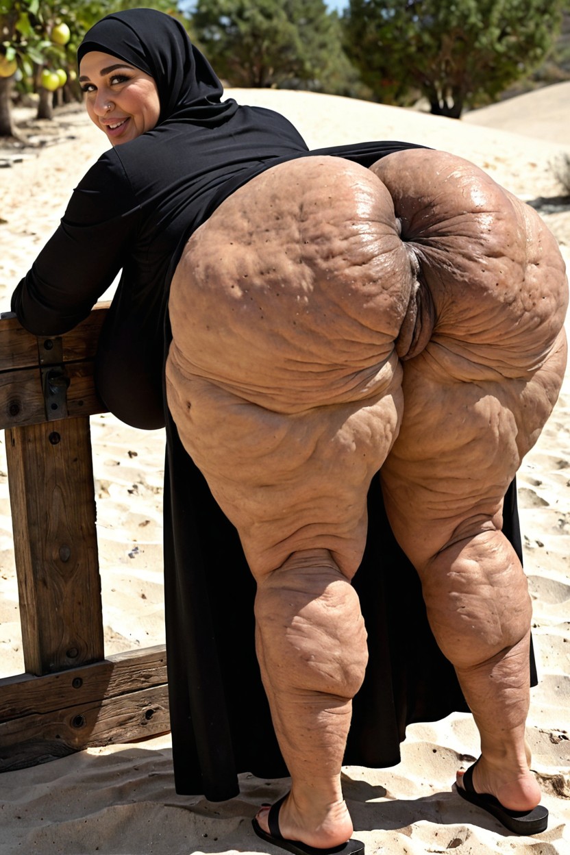 Saggy Cellulite Tits, Detailed Gape, Middle Eastern Mature Lady Woman MILF AI Porn
