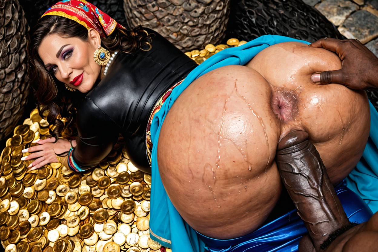 Fat Juicy Asshole, Extremely Large Ass, Gypsy Outfit MILF AI Porn