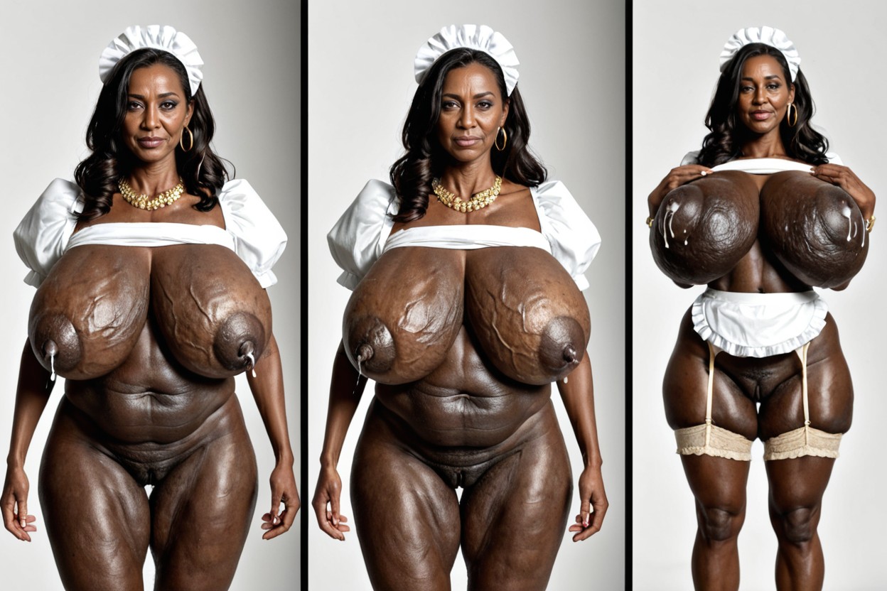 Black Women, Black African Woman Only, Hyper Long Loose Floppy Breasts MILF AI Porn