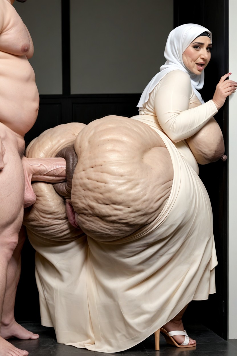 Strong Asscheeks, Slight Profile View, Hyper Obese Ass MILF AI Porn