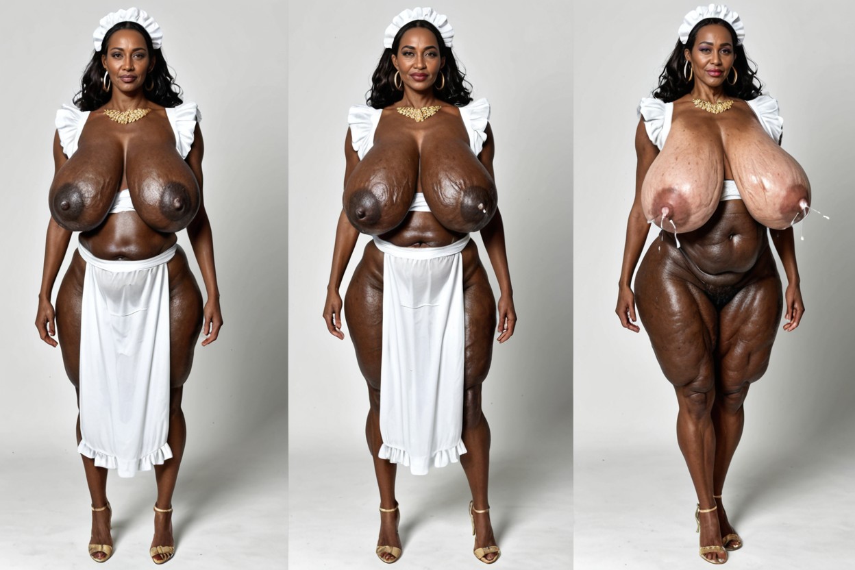 Black Skinned African Ebony Cellulite Mature, Hyper Massive Empty Breasts, Huge Black Areola Porno MILF IA
