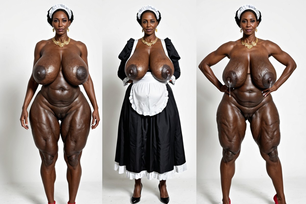 Black Women, Excessive Gold Jewelry, Only Black Skinned African Ebony Cellulite Mature MILF AI Porn