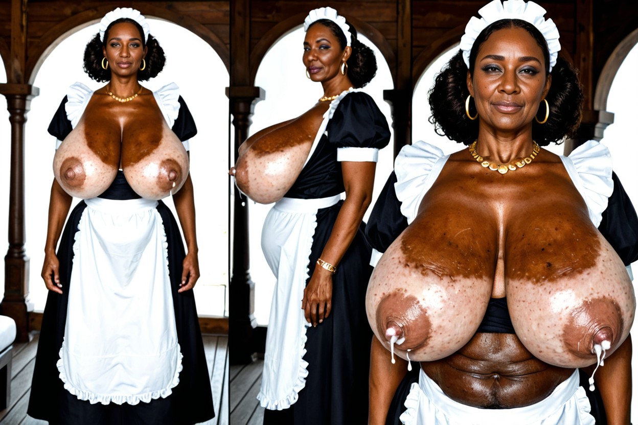 Serious, Flabby Belly, Breasts Much Bigger Than Body MILF AI Porn