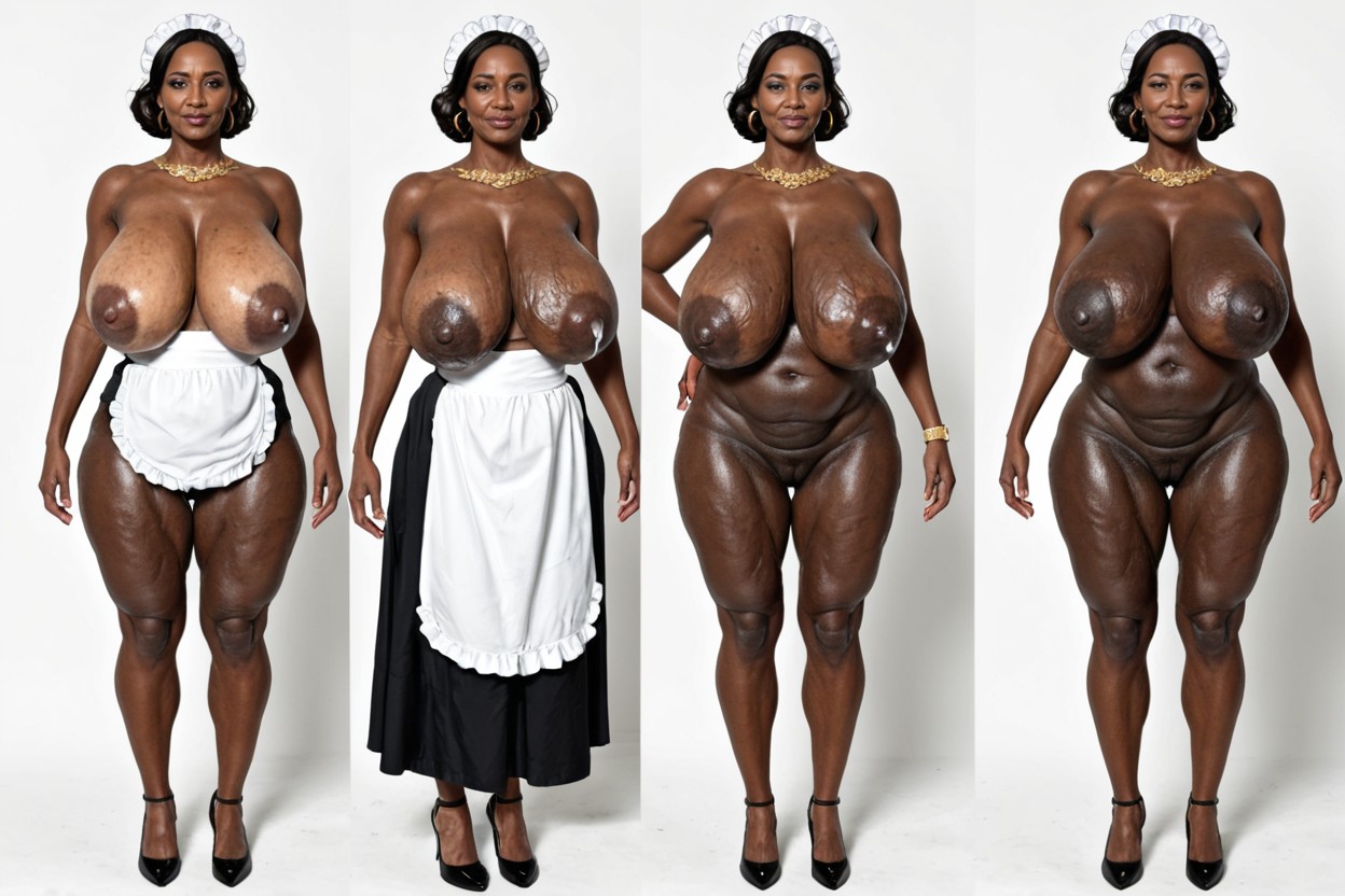 Black Skinned African Ebony Cellulite Mature, Pubic Hair, Empty And Flabby Breasts Appearance MILF AI Porn