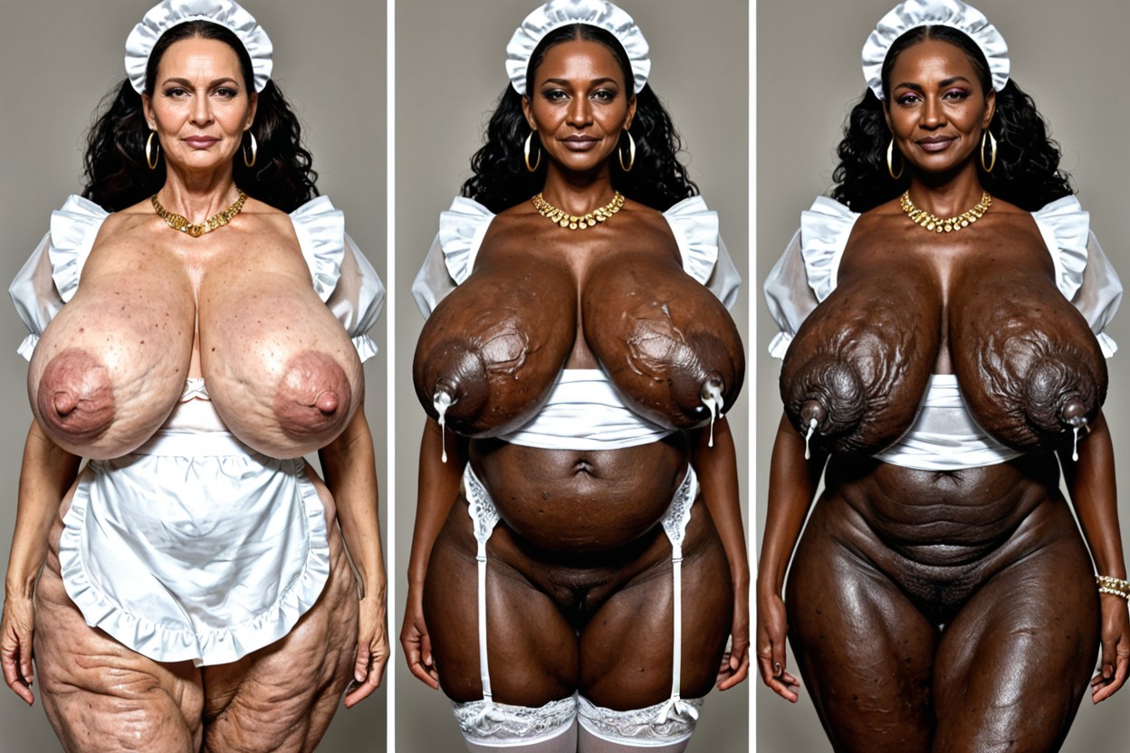 Colossal Hanging Droopy Breast, Large Nipples, Black Women MILF AI Porn