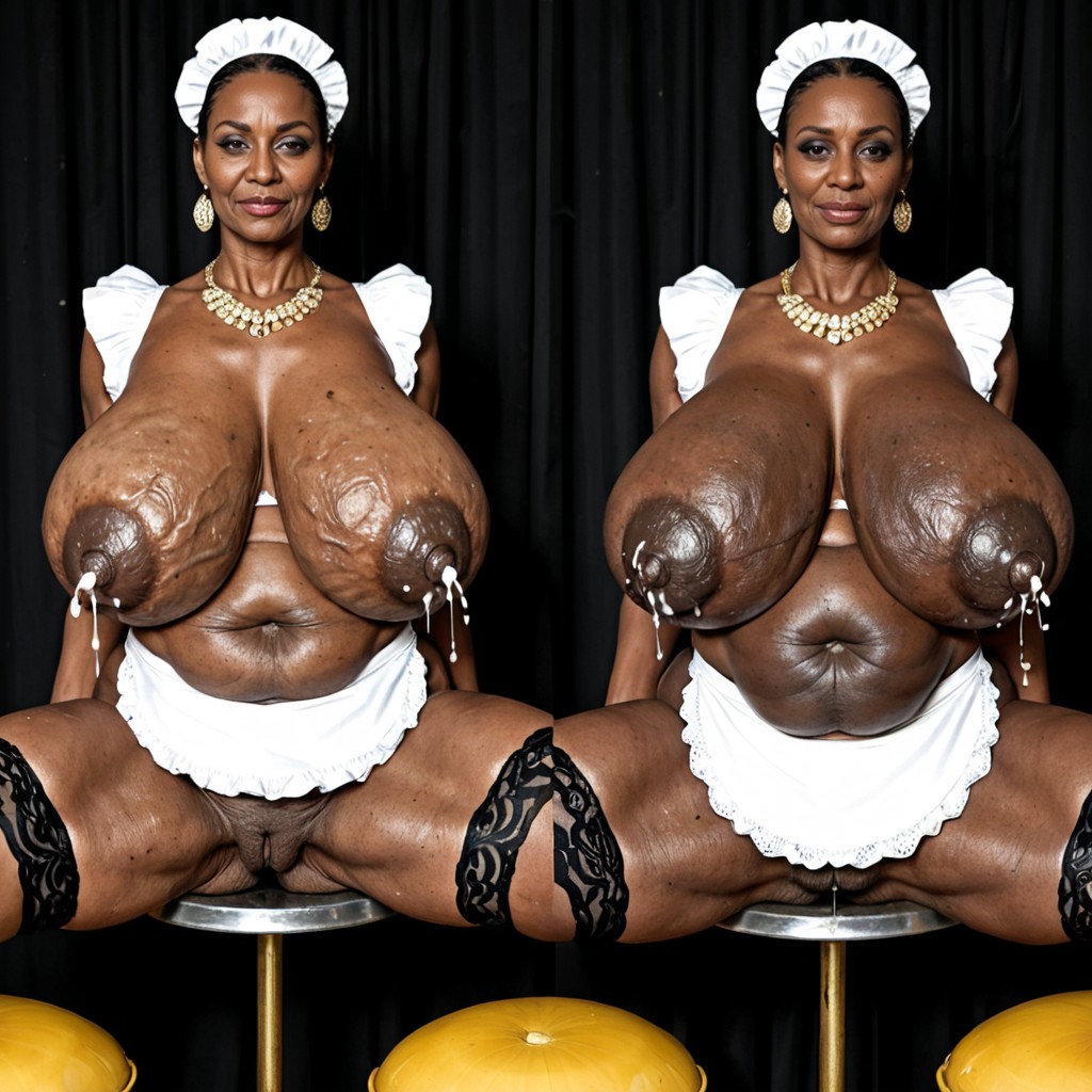 Gilf, Only Black Skinned African Ebony Cellulite Mature, Skeptical MILF AI Porn