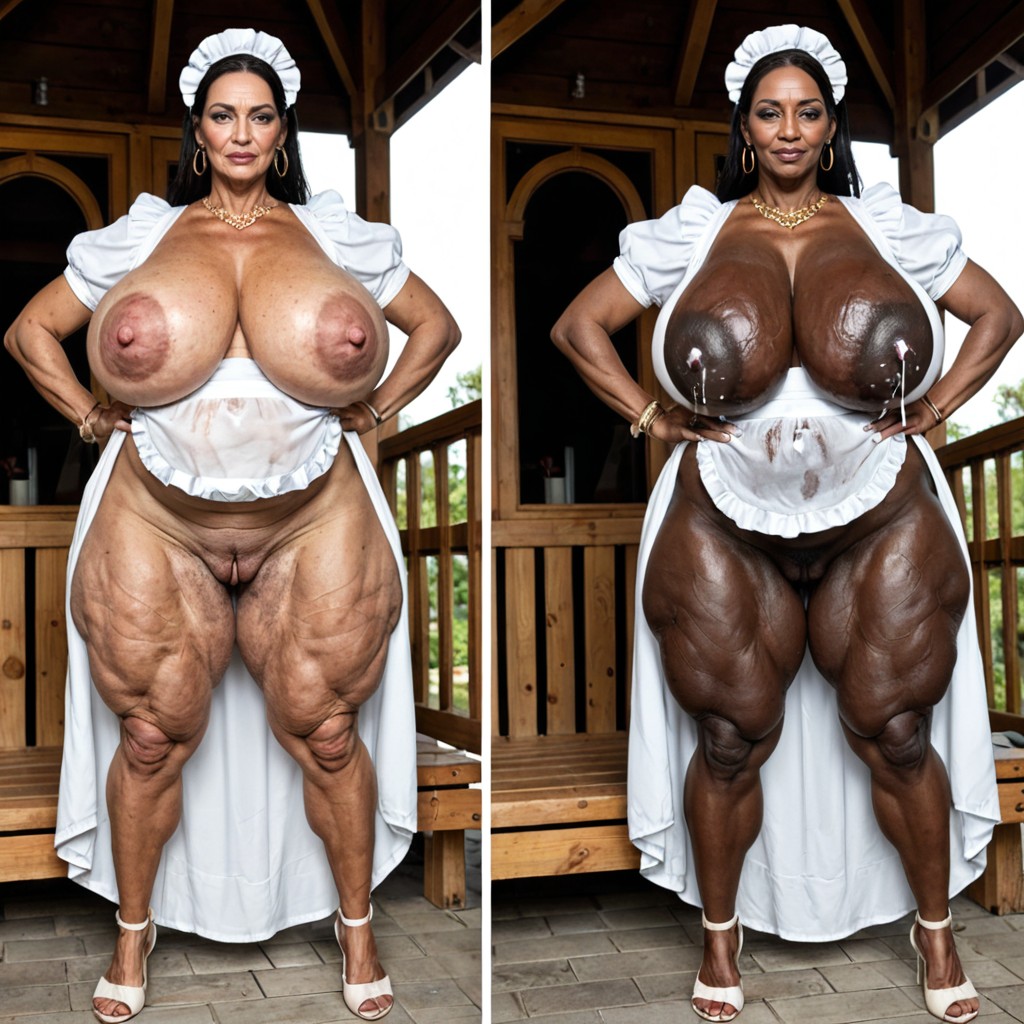 Veiny Skin, Unrealistic Saggy And Flabby Breasts, Gigantic Sagging Natural Breasts Bigger Than Her Body MILF AI Porn