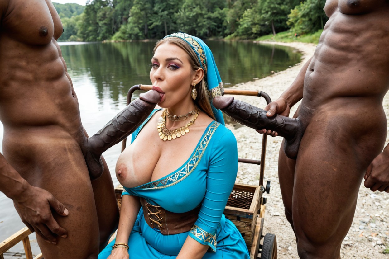 Extremely Large Ass, Two African Man, Hyper Butt MILF AI Porn