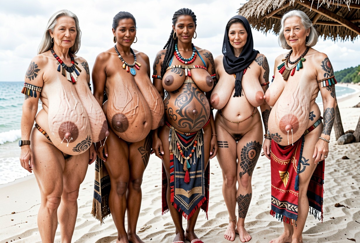 Light Brown Skinned Arab Mature, Unrealistically Legs, Tribal Clothes And Tattoos MILF AI Porn