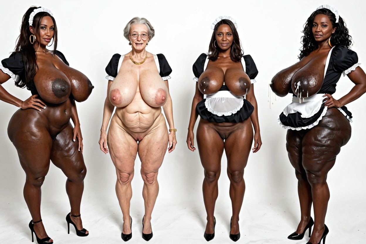 Extreme Waist To Hip Ratio, Low Lighting, Huge Long Thick Nipples MILF AI Porn