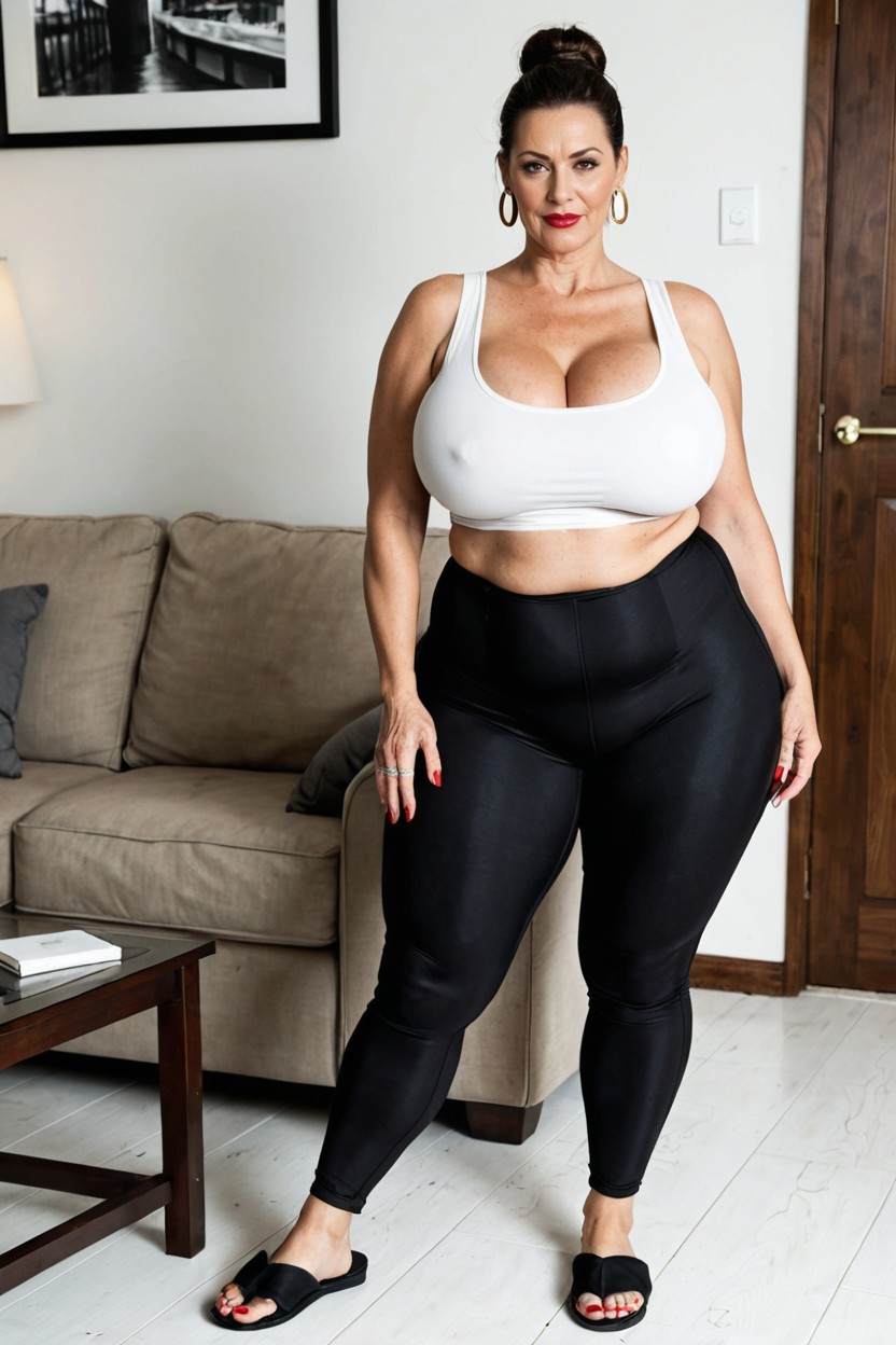 Red Lipstick, Sfw, Form Fitting Clothes MILF AI Porn