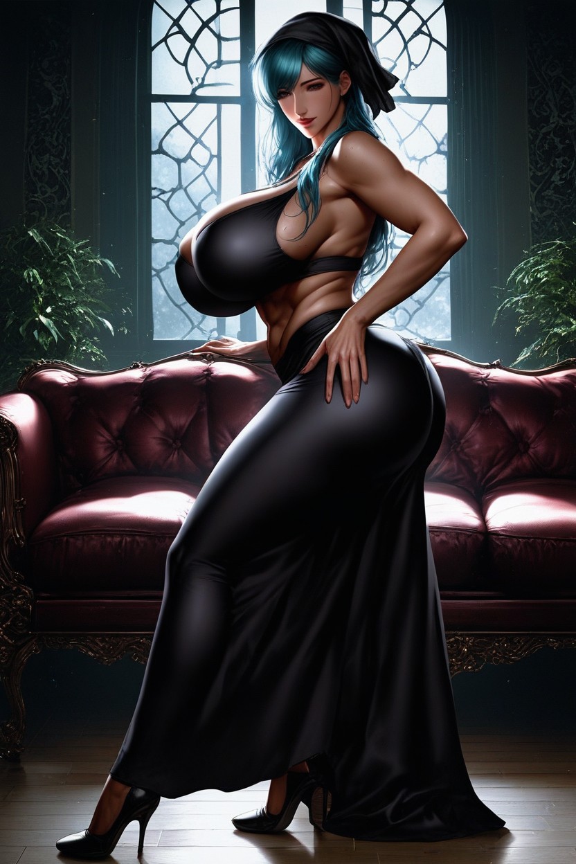 Realistic Darkness, She Is Proud Of Being Chubby, Side View MILF AI Porn