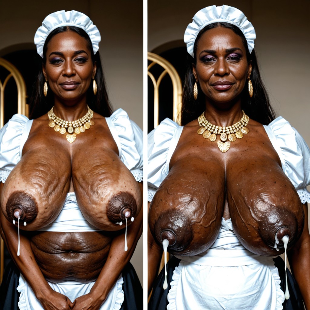 Elder Woman, Saggy Breasts, Multiple Lactating Mature Females Side By Side Looking Down At Viewer MILF AI Porn