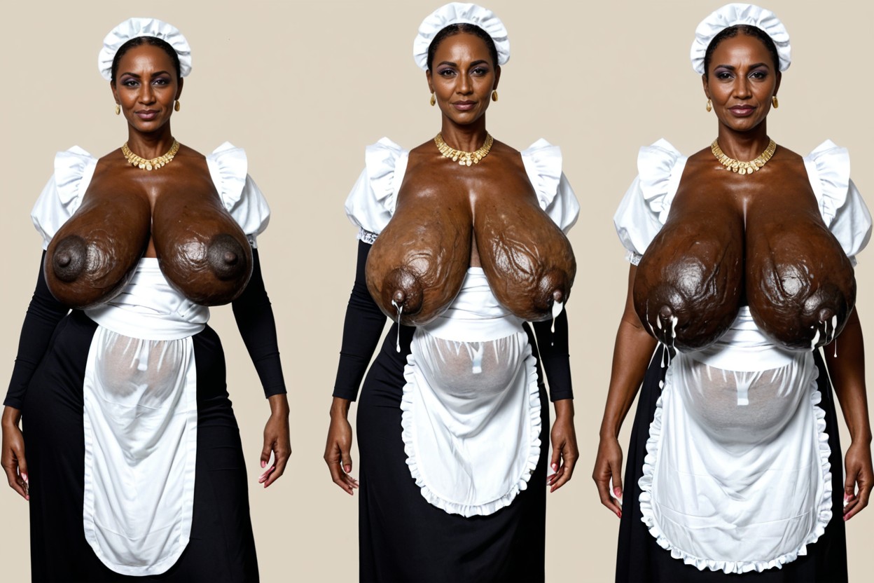 Giant Empty Tits, Massive Aged Hanging Breast, Black African Woman Only MILF AI Porn