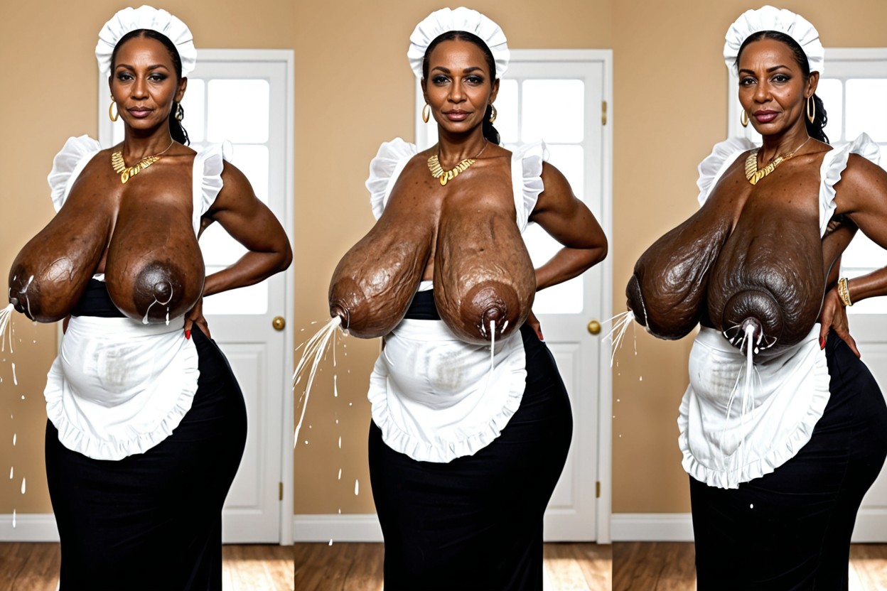 Garter And Garter Belt, Huge Black Areola, Holes In The Nipples MILF AI Porn