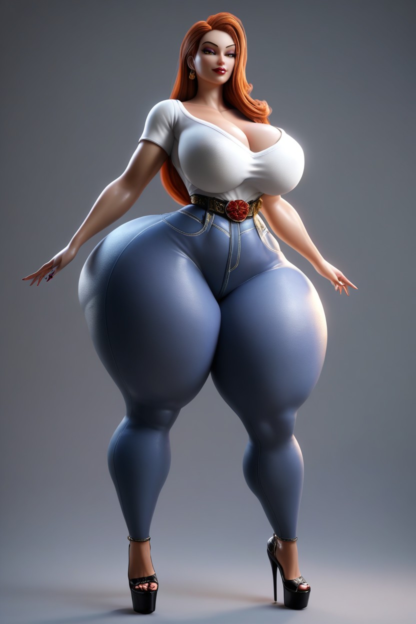 Orange Hair, Perfect Eyes, Extremely Large Breasts MILF AI Porn