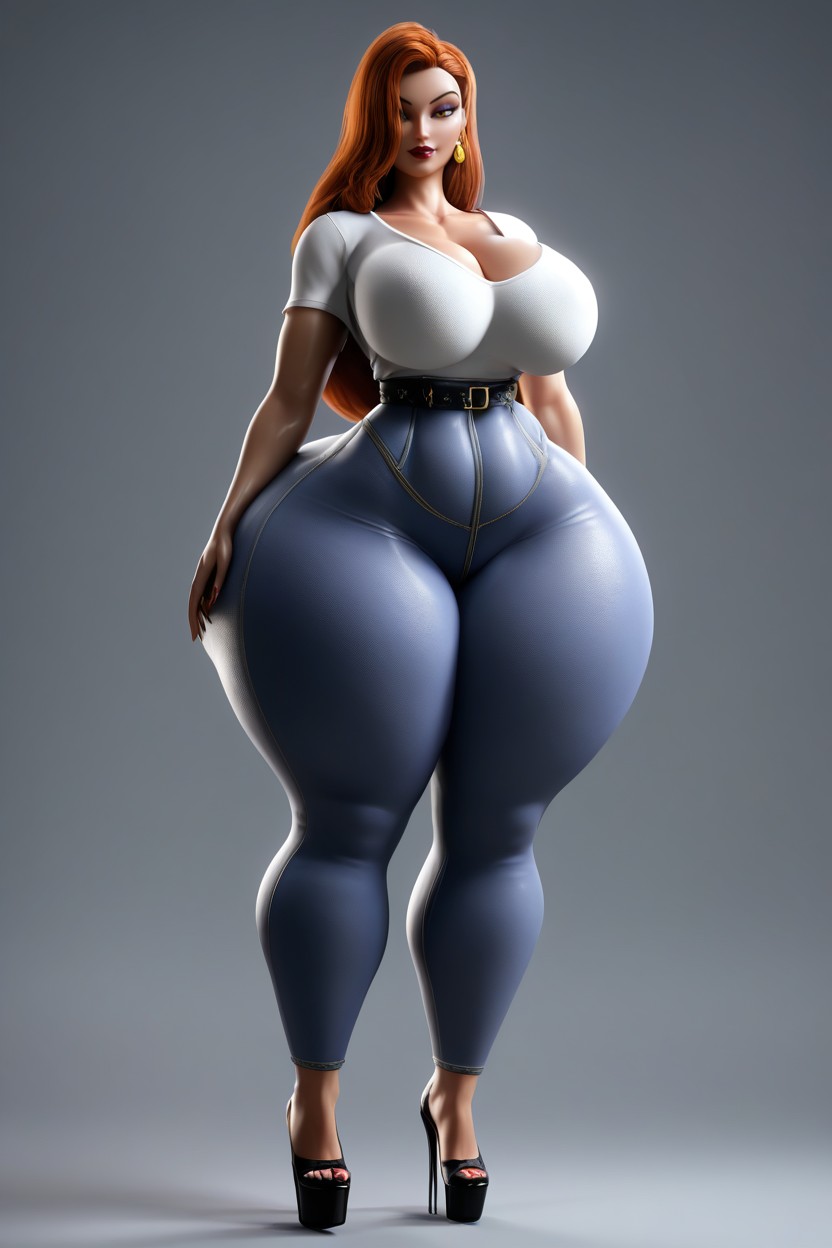 Full Body, Hourglass Figure, Large Breast MILF AI Porn