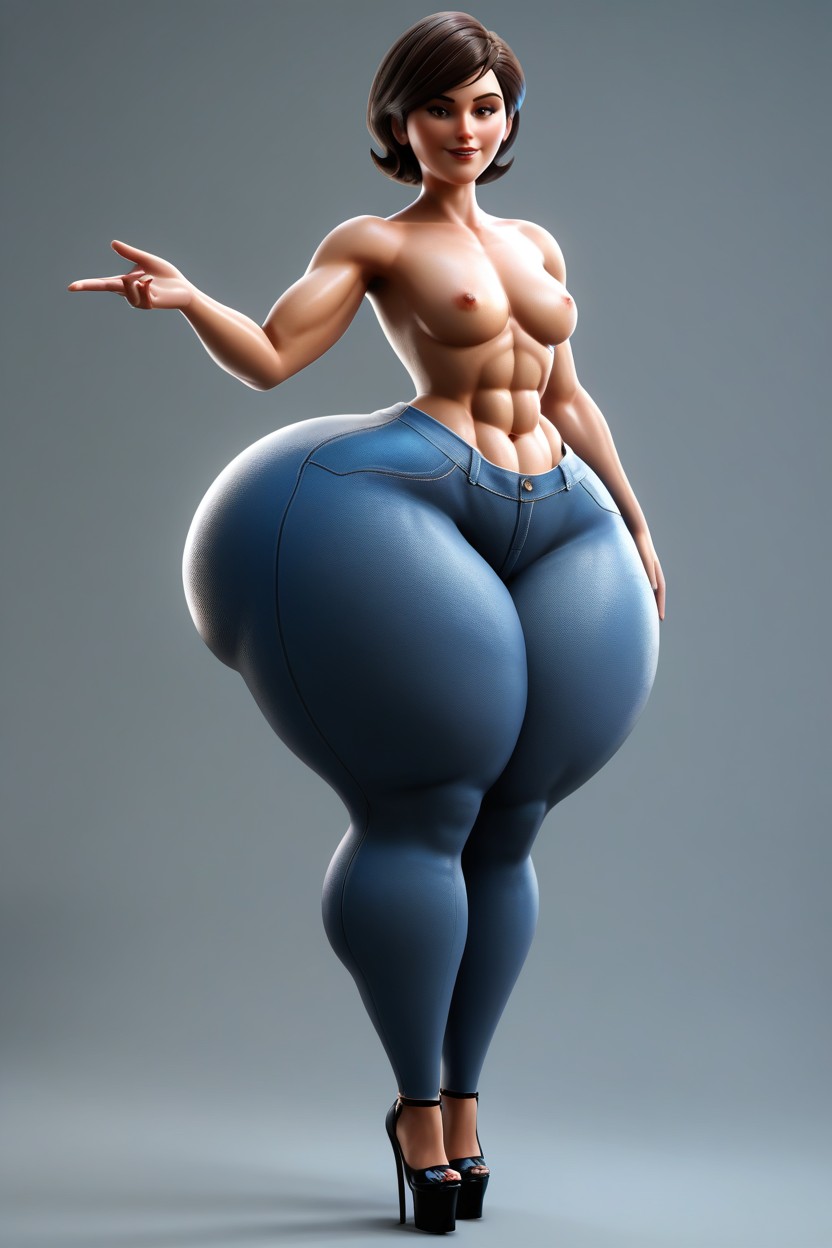 Blue Jeans, Full Body, Colossal Ass MILF AI Porn