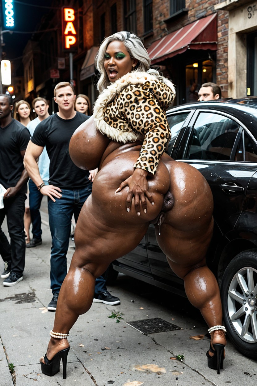 Enormous Biceps, Insanely-bulging-calves, Crowds Dimly Visible In Background MILF AI Porn
