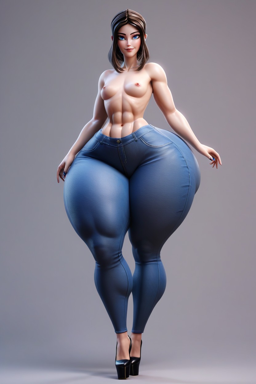 Extremely Wide Hips, Abs, Perfect Eyes MILF AI Porn