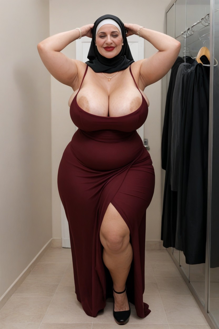 Horny, Brown Dress, Tunic MILF AI Porn