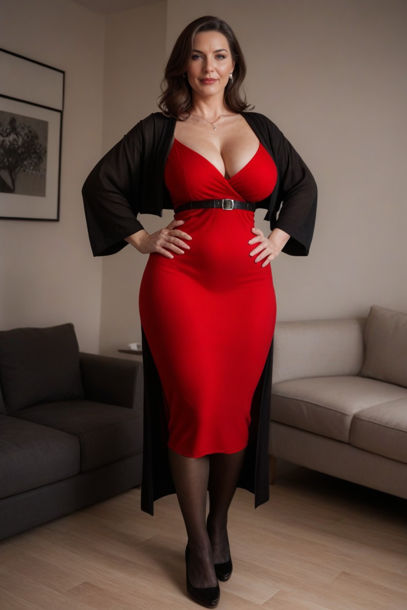 Laughing, Full Body, Orange Light MILF AI Porn