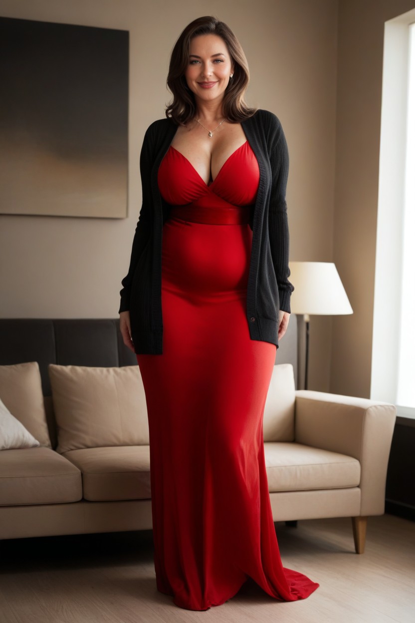 Black Pantyhose, Loose Black Cardigan, Model MILF AI Porn