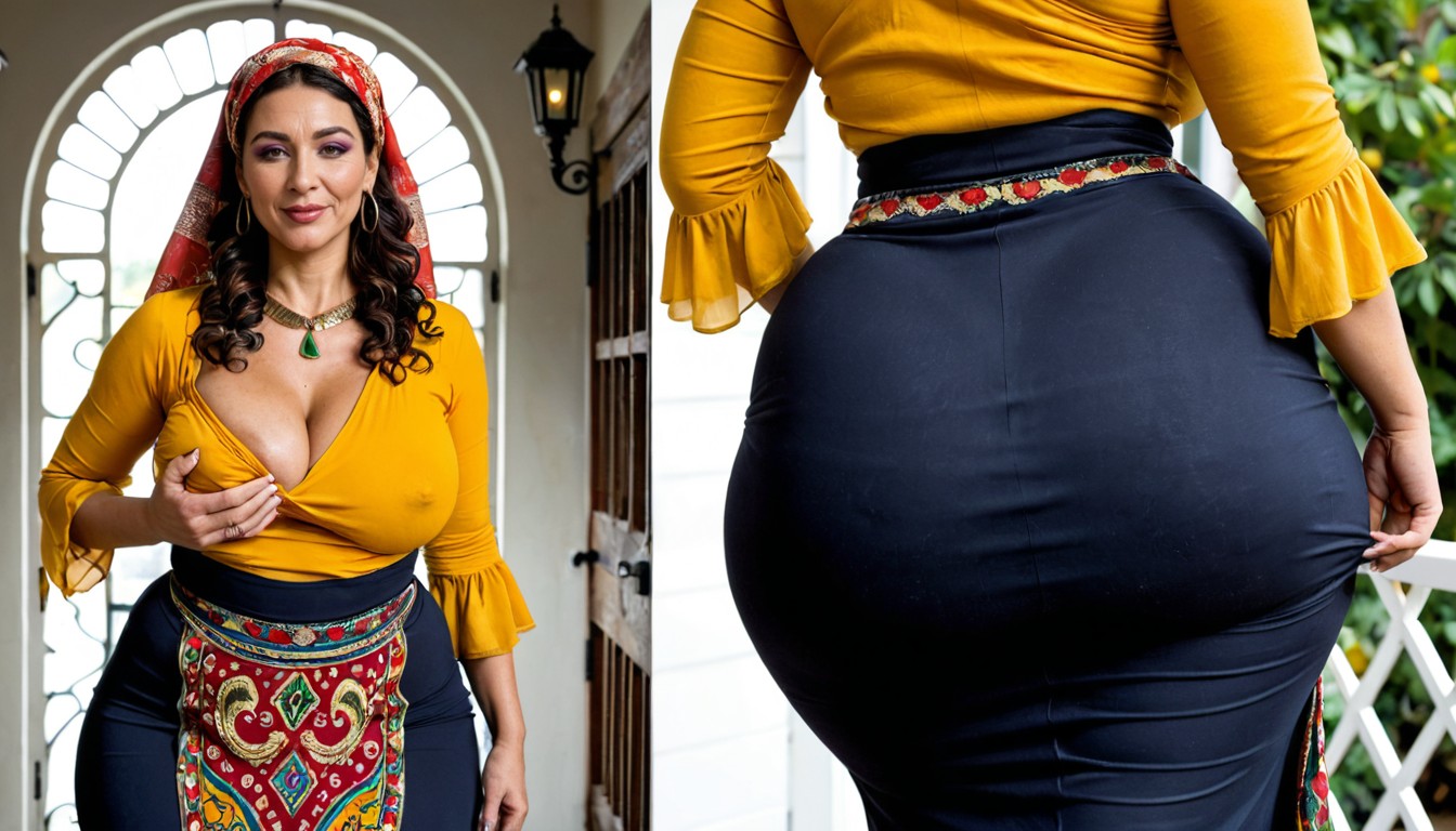 Extremely Large Ass, Huge Wide Hips, Armenian Facial Features MILF AI Porn