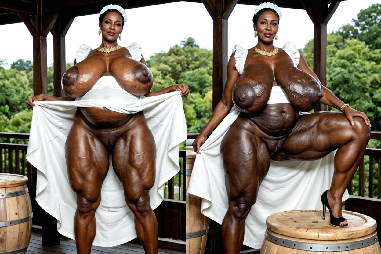 Extremely Ugly Face, Hyper Gigantic Breasts Bigger Than Her Body, Full Body View MILF AI Porn