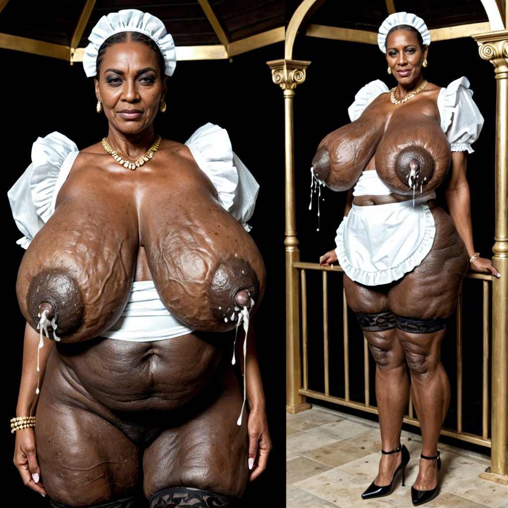 Impossible Hyper Sized Breasts Bigger Than Her, Hyper Saggy Breasts, Extremely Ugly Face MILF AI Porn