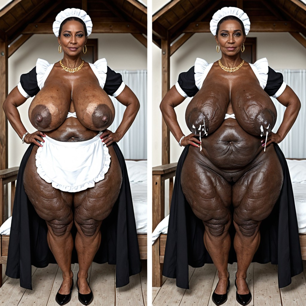 Colossal Hanging Droopy Breast, Gaudy Gold Jewelry, Hyper Massive Empty Breasts MILF AI Porn