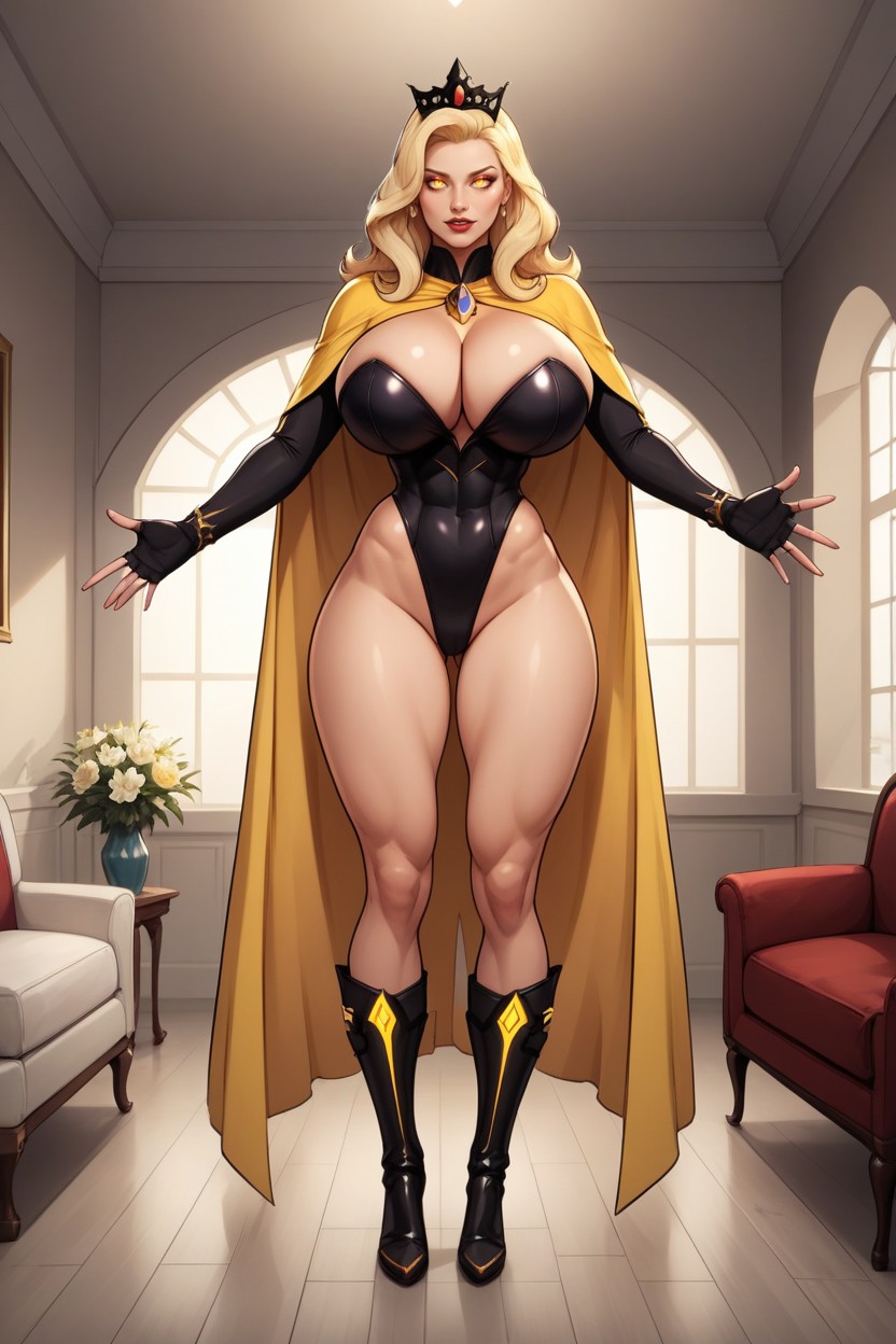 Vista Frontal, Fully Detailed Glowing Dark Orange Eyes, Mouth Open Porno MILF IA