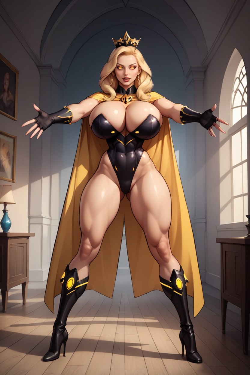 Diadem, Standing Front Straight With Legs Spread Apart, Medium Ass MILF AI Porn