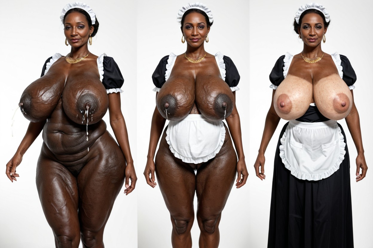 Impossible Hyper Sized Breasts Bigger Than Her, Highly Detailed, Mature MILF AI Porn
