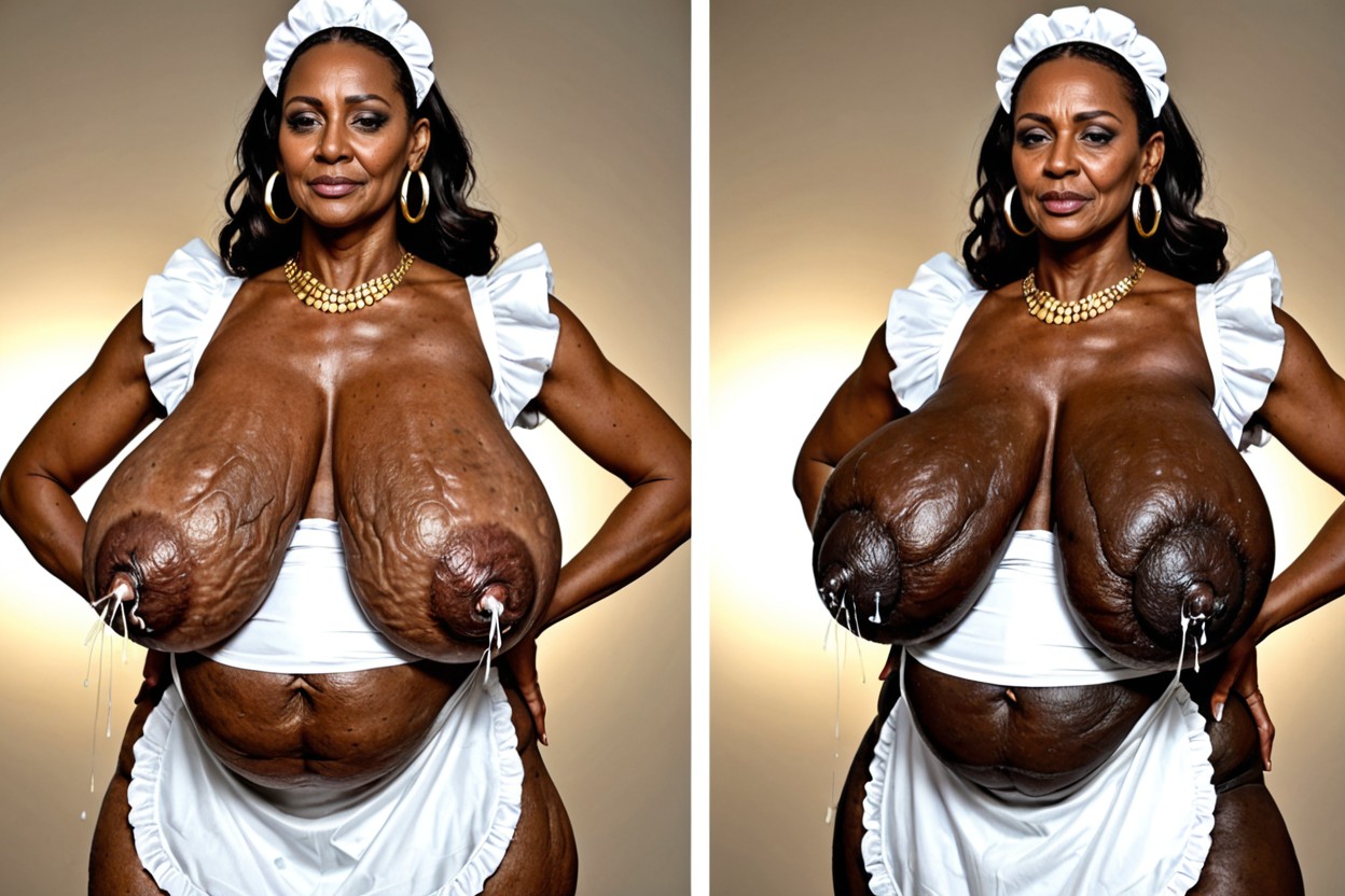 Black Skinned African Ebony Cellulite Mature, Big Nipples, Thick Thighs MILF AI Porn