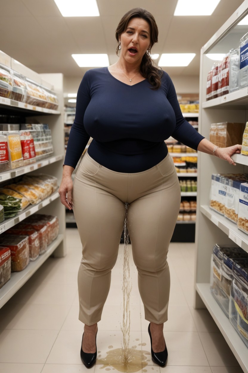 Full Dressed, Side View, Surprised MILF AI Porn
