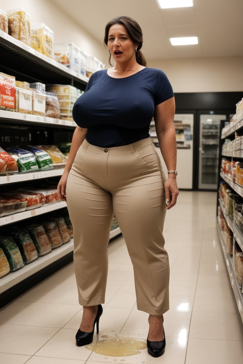 Cinematic, Massive Ass, Massive Breast Under Shirt MILF AI Porn