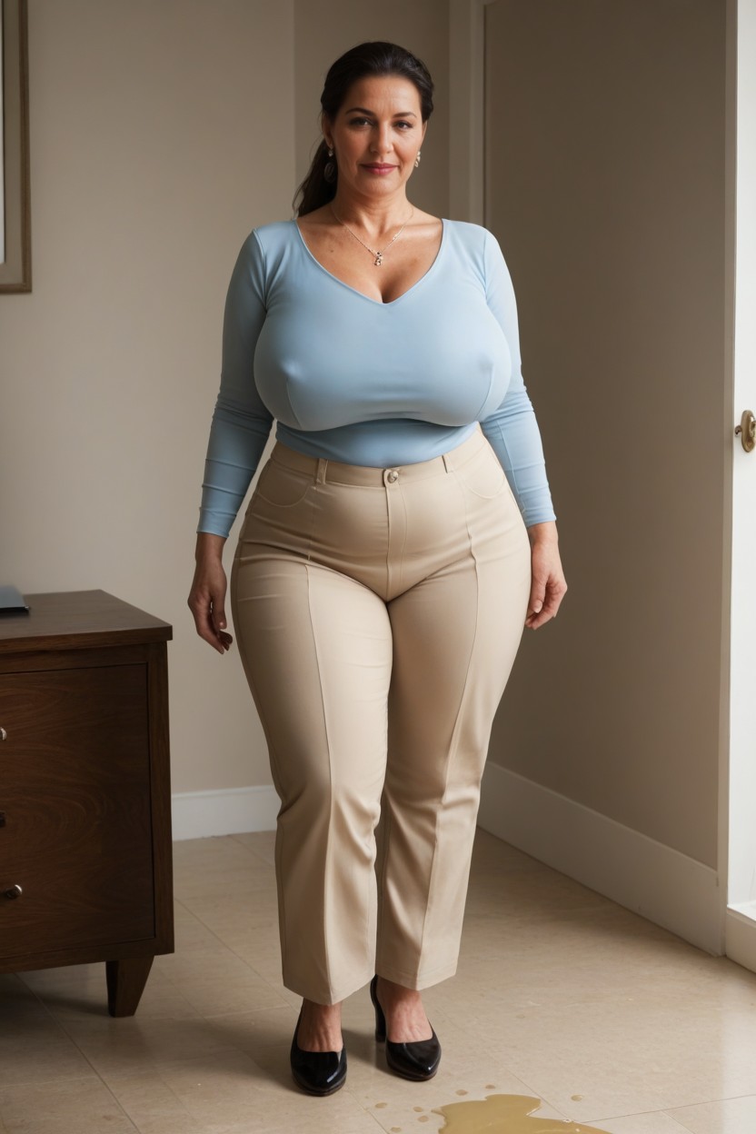 Voluptuous Body, Large Ass, Feet Slightly Inwards MILF AI Porn
