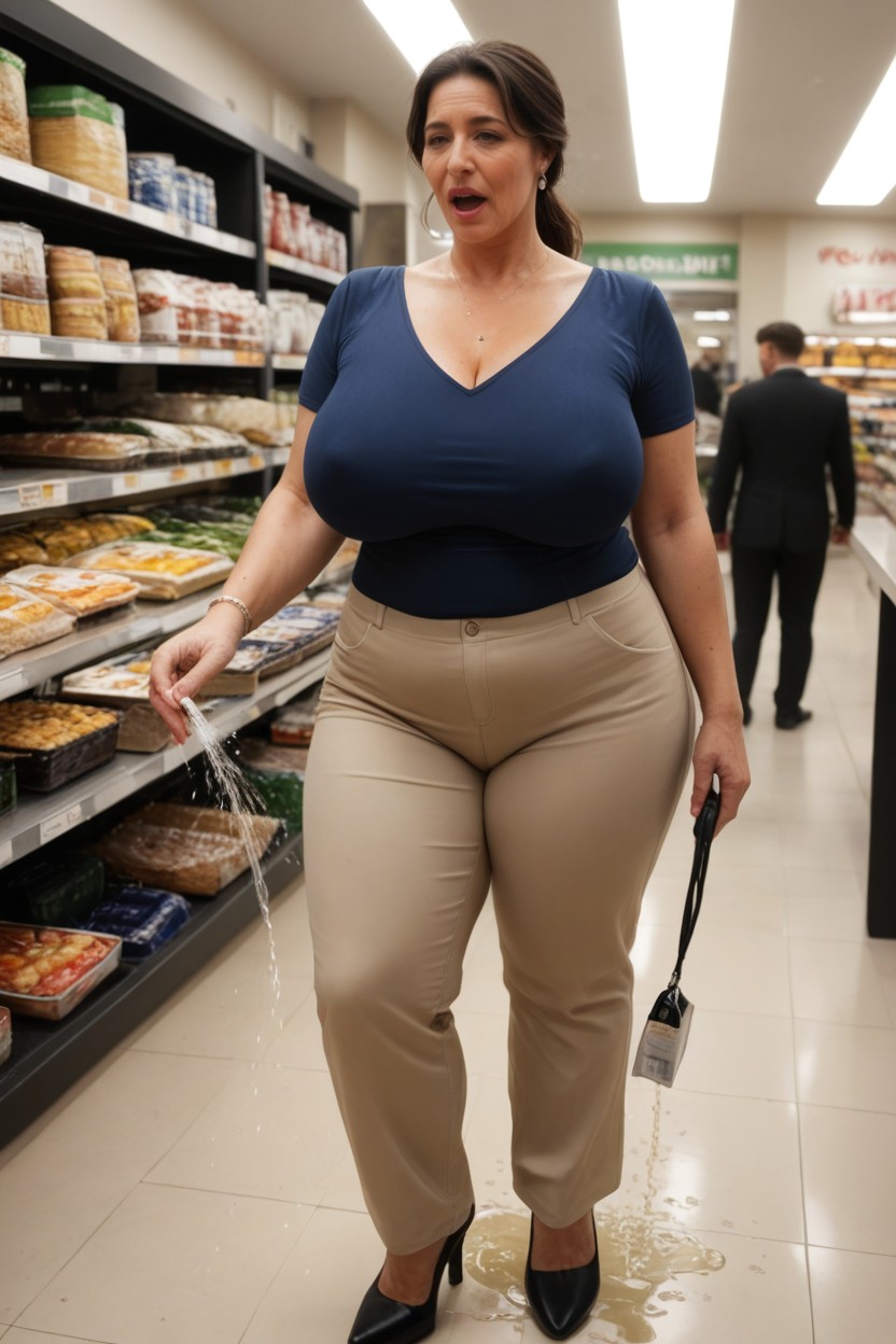 Wearing Black Shoes, Voluptuous Body, Exact Same Face As Cloned Picture MILF AI Porn